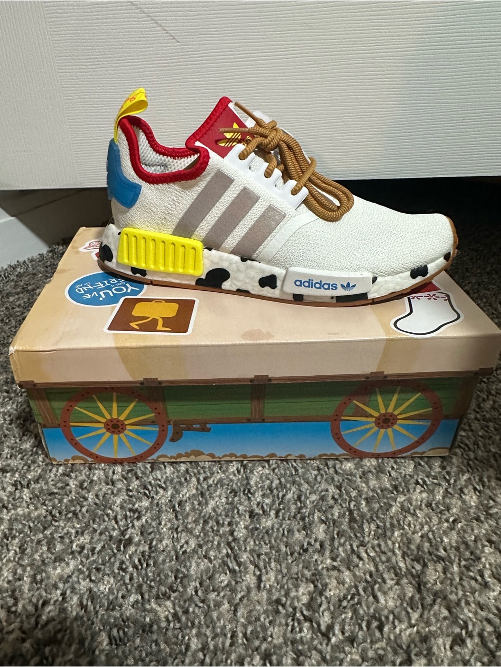 adidas disney Toy Story White Sneaker with Yellow, Red & Blue Accents